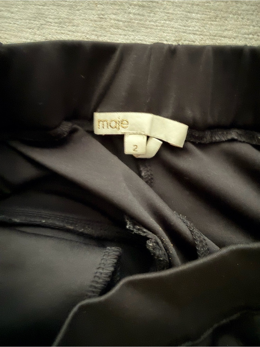 Maje Black Elastic Waist Wide Leg Pants Size Medium - Picture 3 of 4